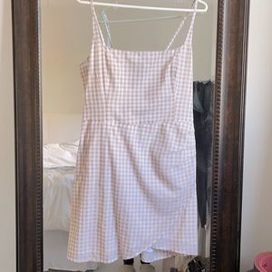 Abercrombie Gingham square neck, tulip hem mini dress